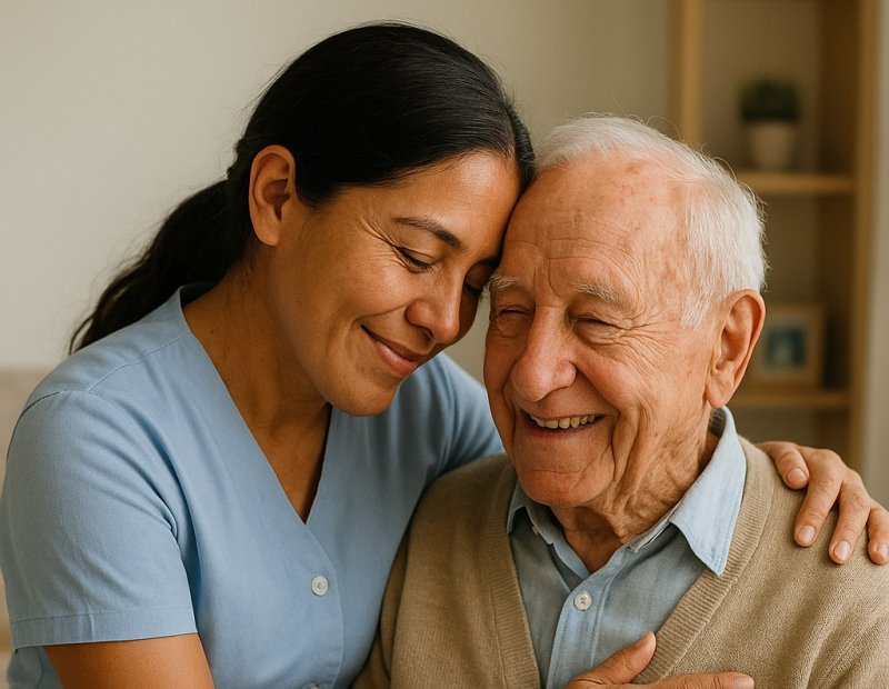 Cuidadora profesional atendiendo a una persona mayor en Lima, Perú - Cuidadores Perú