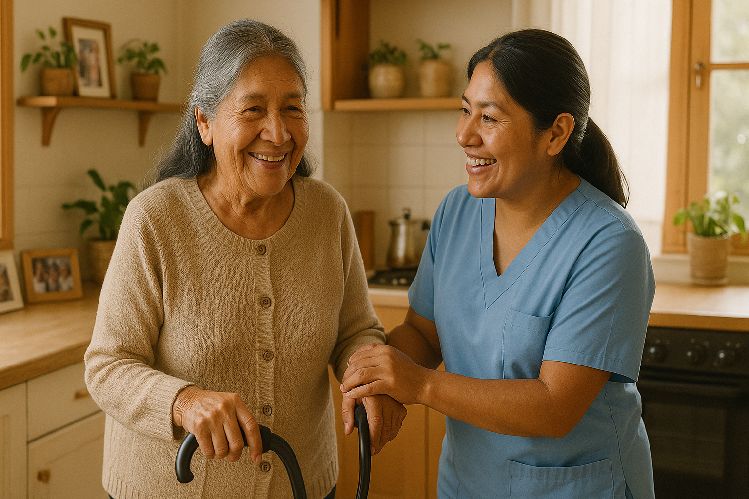 Adulto mayor recibiendo cuidado domiciliario en Perú