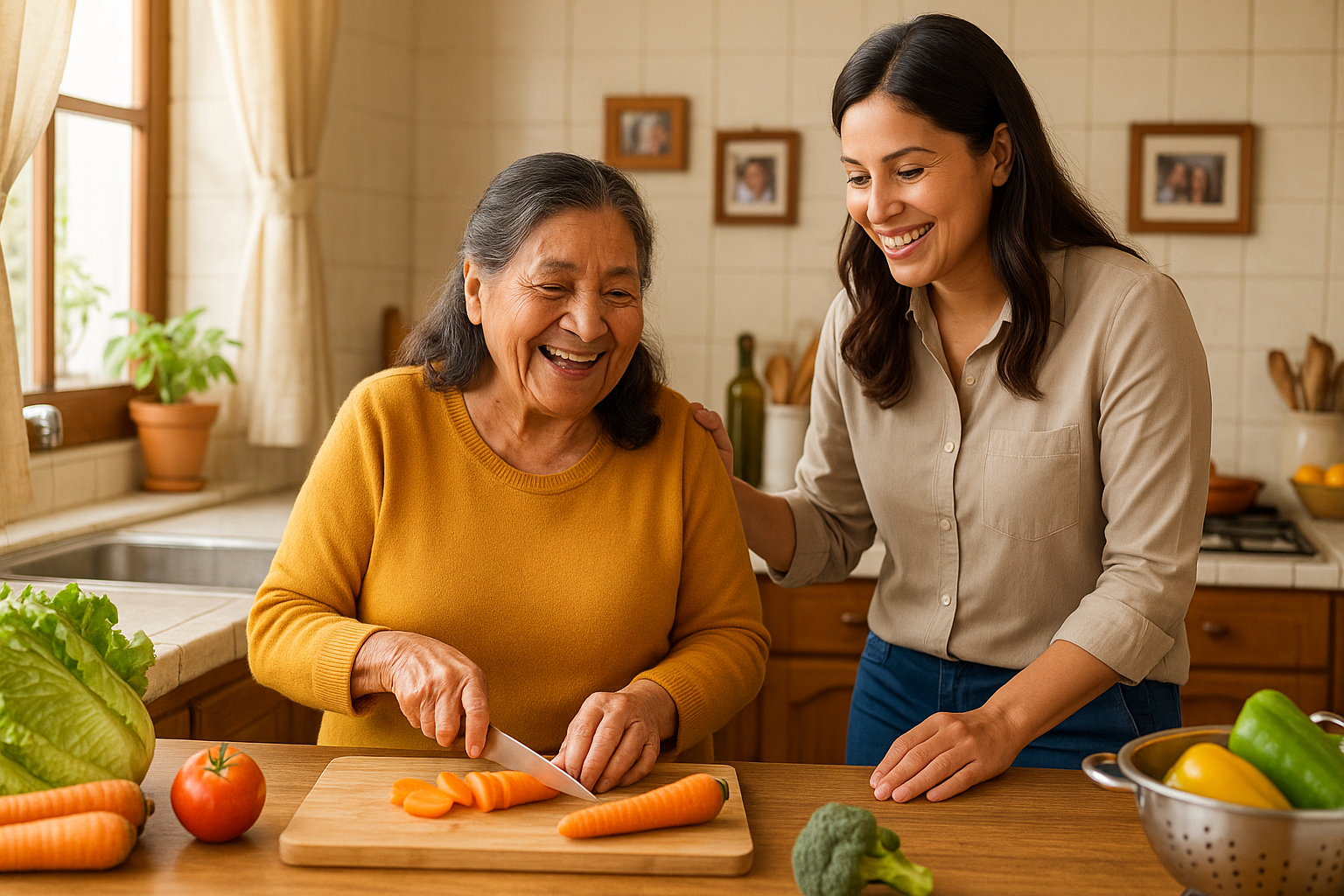 Adulto mayor feliz en su hogar en Perú