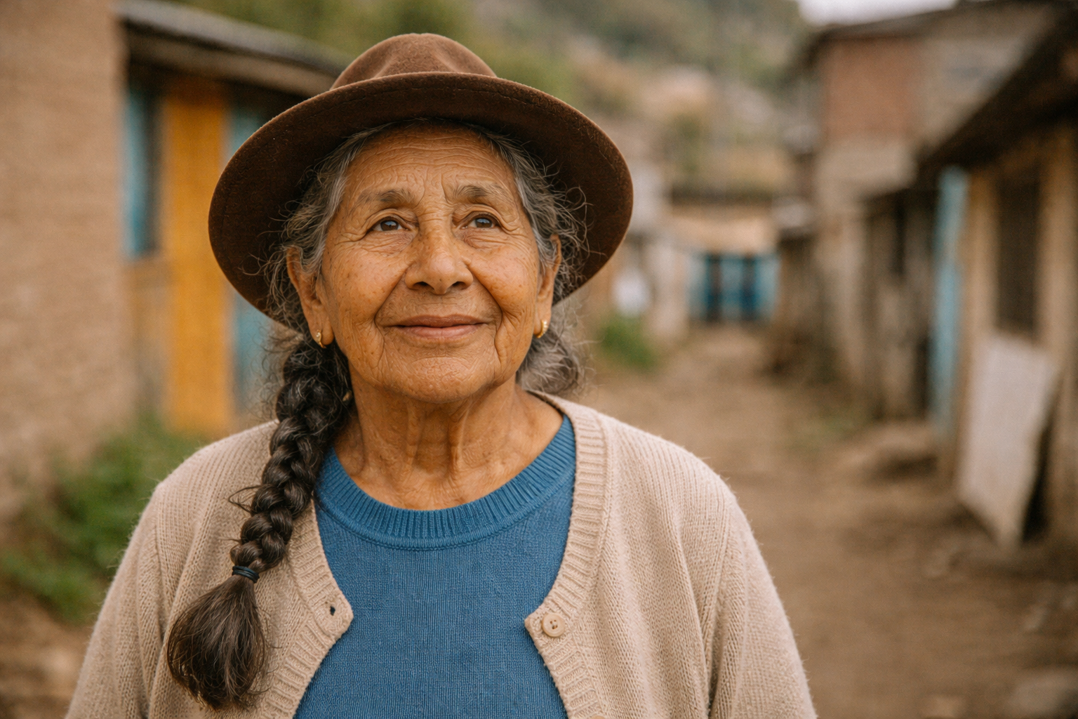 Adulto mayor beneficiario de Pensión 65 en Perú
